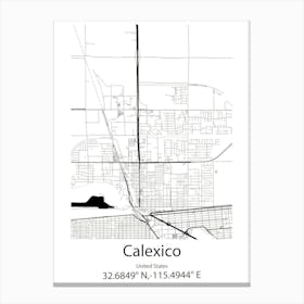 Calexico,United States Minimalist Map Canvas Print