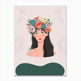 Woman With Flower Crown Canvas Print