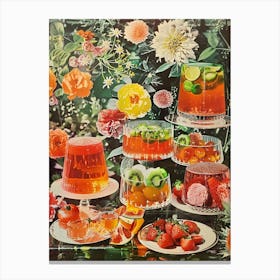 Fruity Jelly Dessert Retro Collage Canvas Print