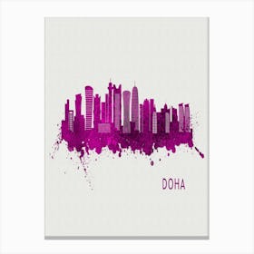 Doha Qatar City Purple Canvas Print