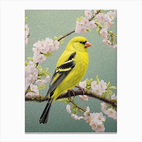 Ohara Koson Inspired Bird Painting American Goldfinch 4 Canvas Print