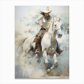 Cowgirl Rodeo White Horse  Canvas Print