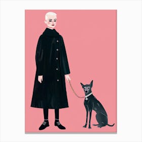 Girl And Her Dog 3 Canvas Print