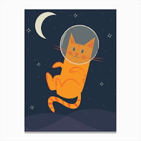 Floating Space Cat Canvas Print