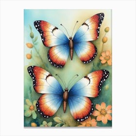 Bright Vintage Butterfly Painting Canvas Print