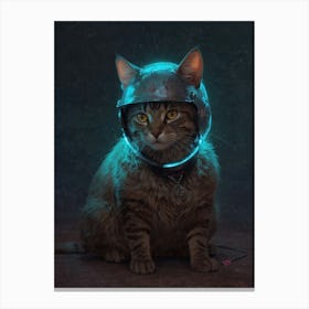 Cat In A Helmet Canvas Print