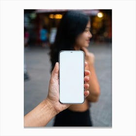 Woman Holding A Smartphone 2 Canvas Print