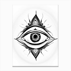 Chakra, Symbol, Third Eye Simple Black & White Illustration 5 Canvas Print