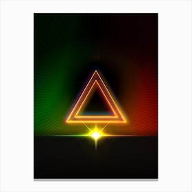 Neon Geometric Glyph in Watermelon Green and Red on Black n.0186 Canvas Print