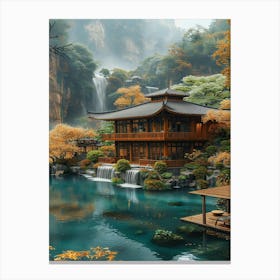 Asian House In Autumn Canvas Print