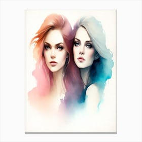 Watercolor Of Two Women 1 Canvas Print