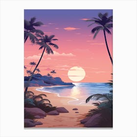 Illustration Of Greenmount Beach Australia In Pink Tones 2 Canvas Print
