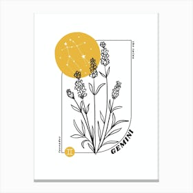 Gemini Birth Flower & Zodiac Sign Canvas Print