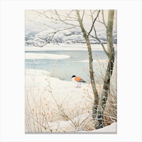 Winter Bird Painting Coot 3 Canvas Print