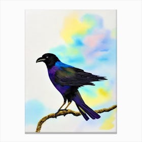 Raven Watercolour Bird Canvas Print