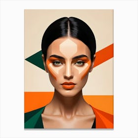Geometric Woman Portrait Pop Art (14) Canvas Print