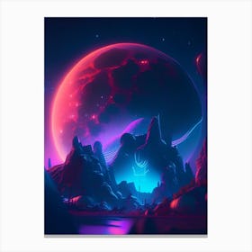 Gibbous Neon Nights Space Canvas Print