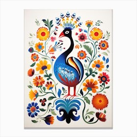 Scandinavian Bird Illustration Peacock 1 Canvas Print