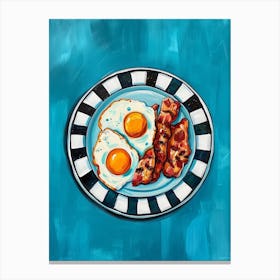 Eggs & Bacon Blue Painting Canvas Print