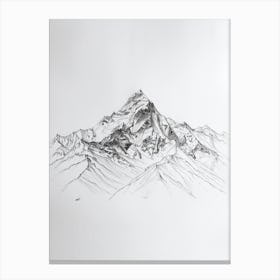 Nanga Parbat Pakistan Line Drawing 3 Canvas Print