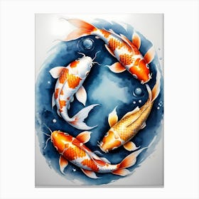 Koi Fish Yin Yang Painting (32) Canvas Print