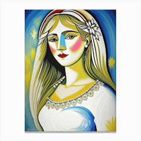 Woman With Long Blonde Hair Canvas Print