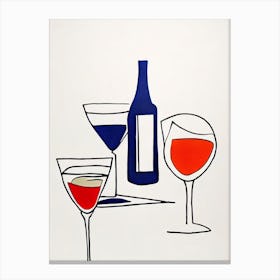 Cosmopolitan Picasso 2 Line Drawing Cocktail Poster Canvas Print