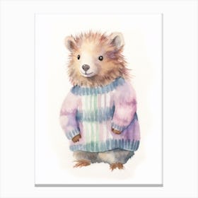 Baby Animal Watercolour Porcupine 2 Canvas Print