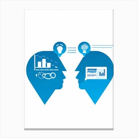 Business Decision Making Process Represented As Minimalistic Icons Split Screens Showing A Thought (2) Canvas Print