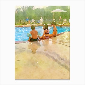 Swimming At The Pool Canvas Print