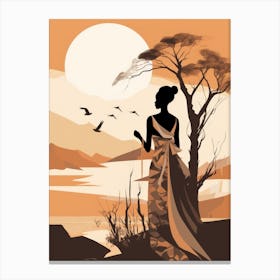African Woman In Silhouette Canvas Print