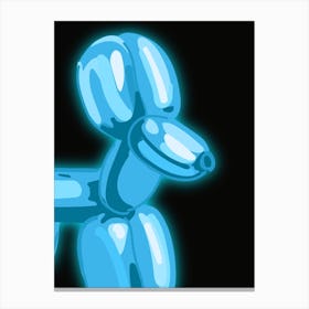 Blue Neon Balloon Dog Wall Art Canvas Print