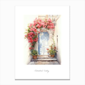 Istanbul, Turkey   Mediterranean Doors Watercolour Painting 1 Poster Canvas Print