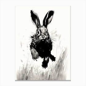 Rabbit Prints Ink Drawing Black And White 4 Canvas Print