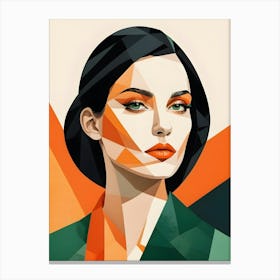 Geometric Woman Portrait Pop Art (35) Canvas Print