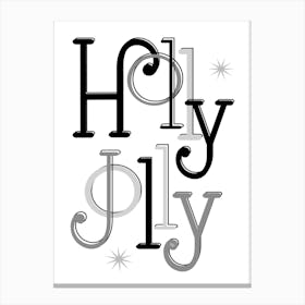 Holly Jolly Xmas typography 1 Canvas Print