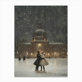 Ice Skating In The Snow Canvas Print