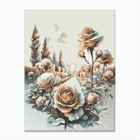 Roses In The Garden Painting Canvas Print