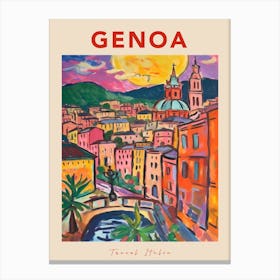 Genoa Italia Travel Poster Canvas Print