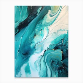 Teal And Black Flow Asbtract Painting 3 Canvas Print