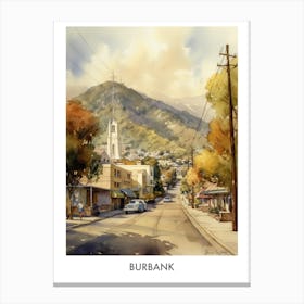 Burbank Watercolor 2 Travel Poster Canvas Print