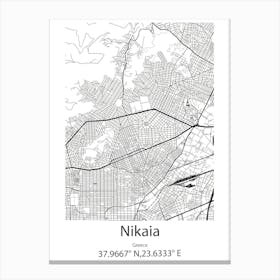 Nikaia,Greece Minimalist Map Canvas Print