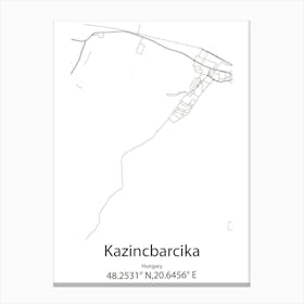 Kazincbarcika,Hungary Minimalist Map Canvas Print