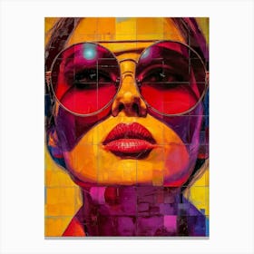 Pop Art,Popart, Girl, Woman With Sunglasses,70th , Colorful,Art,Art Work,Warhol Style, Mood Canvas Print