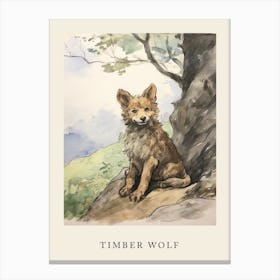 Beatrix Potter Inspired  Animal Watercolour Timber Wolf 2 Canvas Print