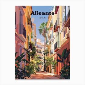 Alicante Spain Streetview Digital Travel Illustration Canvas Print