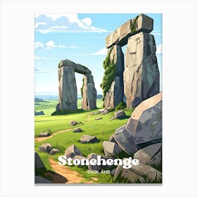 Stonehenge England Prehistoric Travel Art Illustration Canvas Print