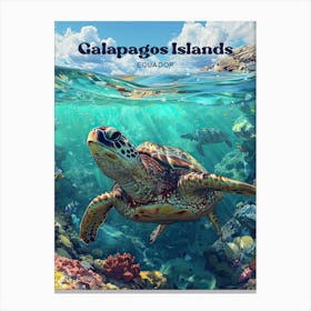 Galapagos Islands Marine Life Travel Art Illustration Canvas Print