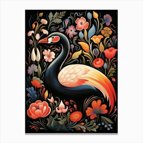 Folk Bird Illustration Swan 5 Canvas Print