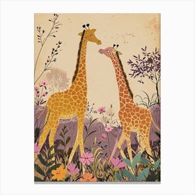 Lilac Giraffe Watercolour Style Illustration 10 Canvas Print